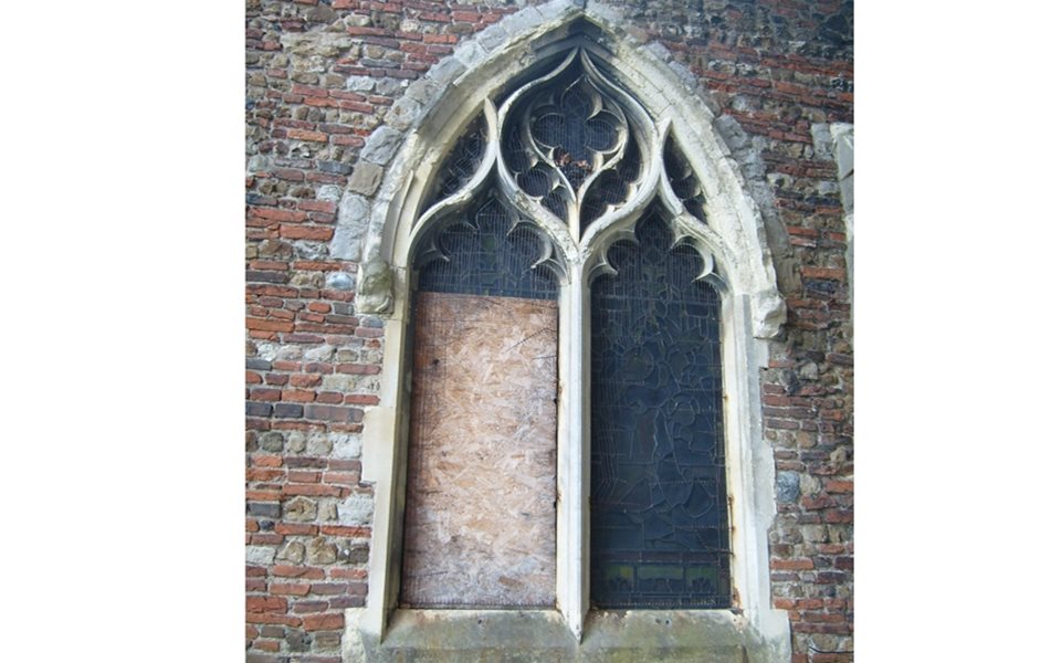 Colchester Church - window before and after Before